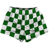 Checkerboard 2.5 Inches Green Kelly and White Womens & Girls Sport Shorts End Made In USA by Tribe Lacrosse