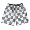 Checkerboard 2.5 Inches Grey Dark and White Athletic Running Fitness Exercise Shorts 7" Inseam Shorts Made In USA by Tribe Lacrosse