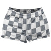 Checkerboard 2.5 Inches Grey Dark and White Shorty Short Gym Shorts 2.5" Inseam Made In USA by Tribe Lacrosse