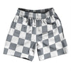 Checkerboard 2.5 Inches Grey Dark and White Soccer Shorts Made In USA by Tribe Lacrosse