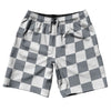 Checkerboard 2.5 Inches Grey Dark and White 10" Swim Shorts Made in USA by Tribe Lacrosse