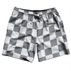 Checkerboard 2.5 Inches Grey Dark and White Swim Shorts 7" Made in USA by Tribe Lacrosse