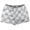 Checkerboard 2.5 Inches Grey Medium and White Shorty Short Gym Shorts 2.5" Inseam Made In USA by Tribe Lacrosse