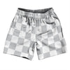 Checkerboard 2.5 Inches Grey Medium and White Soccer Shorts Made In USA by Tribe Lacrosse