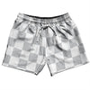 Checkerboard 2.5 Inches Grey Medium and White 5" Swim Shorts Made in USA by Tribe Lacrosse