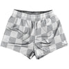 Checkerboard 2.5 Inches Grey Medium and White Womens & Girls Sport Shorts End Made In USA by Tribe Lacrosse