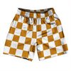 Checkerboard 2.5 Inches Orange Burnt and White Athletic Running Fitness Exercise Shorts 7" Inseam Shorts Made In USA by Tribe Lacrosse