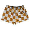 Checkerboard 2.5 Inches Orange Burnt and White 2.5" Swim Shorts Made in USA by Tribe Lacrosse