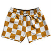 Checkerboard 2.5 Inches Orange Burnt and White 5" Swim Shorts Made in USA by Tribe Lacrosse