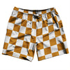 Checkerboard 2.5 Inches Orange Burnt and White Swim Shorts 7" Made in USA by Tribe Lacrosse