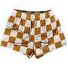 Checkerboard 2.5 Inches Orange Burnt and White Womens & Girls Sport Shorts End Made In USA by Tribe Lacrosse