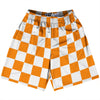 Checkerboard 2.5 Inches Orange Tennessee and White Lacrosse Shorts Made In USA by Tribe Lacrosse