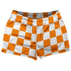 Checkerboard 2.5 Inches Orange Tennessee and White Shorty Short Gym Shorts 2.5" Inseam Made In USA by Tribe Lacrosse
