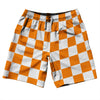 Checkerboard 2.5 Inches Orange Tennessee and White 10" Swim Shorts Made in USA by Tribe Lacrosse