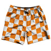 Checkerboard 2.5 Inches Orange Tennessee and White Swim Shorts 7" Made in USA by Tribe Lacrosse