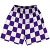 Checkerboard 2.5 Inches Purple Lakers and White Basketball Practice Shorts Made In USA by Tribe Lacrosse