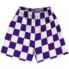 Checkerboard 2.5 Inches Purple Lakers and White Lacrosse Shorts Made In USA by Tribe Lacrosse