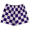 Checkerboard 2.5 Inches Purple Lakers and White Rugby Shorts Made In USA by Tribe Lacrosse