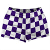 Checkerboard 2.5 Inches Purple Lakers and White Shorty Short Gym Shorts 2.5" Inseam Made In USA by Tribe Lacrosse