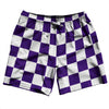 Checkerboard 2.5 Inches Purple Lakers and White Swim Shorts 7" Made in USA by Tribe Lacrosse