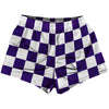 Checkerboard 2.5 Inches Purple Lakers and White Womens & Girls Sport Shorts End Made In USA by Tribe Lacrosse