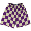 Checkerboard 2.5 Inches Purple Medium and Vegas Gold Lacrosse Shorts Made In USA by Tribe Lacrosse