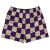 Checkerboard 2.5 Inches Purple Medium and Vegas Gold Rugby Shorts Made In USA by Tribe Lacrosse