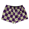 Checkerboard 2.5 Inches Purple Medium and Vegas Gold 2.5" Swim Shorts Made in USA by Tribe Lacrosse