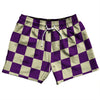 Checkerboard 2.5 Inches Purple Medium and Vegas Gold 5" Swim Shorts Made in USA by Tribe Lacrosse
