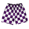 Checkerboard 2.5 Inches Purple Medium and White Athletic Running Fitness Exercise Shorts 7" Inseam Shorts Made In USA by Tribe Lacrosse