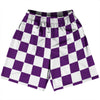Checkerboard 2.5 Inches Purple Medium and White Basketball Practice Shorts Made In USA by Tribe Lacrosse