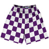 Checkerboard 2.5 Inches Purple Medium and White Lacrosse Shorts Made In USA by Tribe Lacrosse