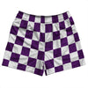 Checkerboard 2.5 Inches Purple Medium and White Rugby Shorts Made In USA by Tribe Lacrosse