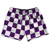Checkerboard 2.5 Inches Purple Medium and White 5" Swim Shorts Made in USA by Tribe Lacrosse