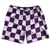 Checkerboard 2.5 Inches Purple Medium and White Swim Shorts 7" Made in USA by Tribe Lacrosse