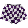 Checkerboard 2.5 Inches Purple Medium and White Womens & Girls Sport Shorts End Made In USA by Tribe Lacrosse