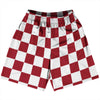 Checkerboard 2.5 Inches Red Cardinal and White Basketball Practice Shorts Made In USA by Tribe Lacrosse