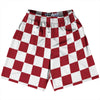 Checkerboard 2.5 Inches Red Cardinal and White Lacrosse Shorts Made In USA by Tribe Lacrosse