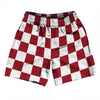 Checkerboard 2.5 Inches Red Cardinal and White Soccer Shorts Made In USA by Tribe Lacrosse