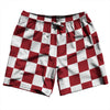 Checkerboard 2.5 Inches Red Cardinal and White Swim Shorts 7" Made in USA by Tribe Lacrosse