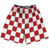 Checkerboard 2.5 Inches Red Dark and White Lacrosse Shorts Made In USA by Tribe Lacrosse