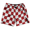 Checkerboard 2.5 Inches Red Dark and White Swim Shorts 7" Made in USA by Tribe Lacrosse