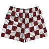 Checkerboard 2.5 Inches Red Maroon and White Rugby Shorts Made In USA by Tribe Lacrosse