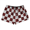 Checkerboard 2.5 Inches Red Maroon and White 2.5" Swim Shorts Made in USA by Tribe Lacrosse