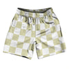 Checkerboard 2.5 Inches Vegas Gold and White Athletic Running Fitness Exercise Shorts 7" Inseam Shorts Made In USA by Tribe Lacrosse