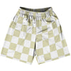 Checkerboard 2.5 Inches Vegas Gold and White Basketball Practice Shorts Made In USA by Tribe Lacrosse