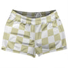 Checkerboard 2.5 Inches Vegas Gold and White Shorty Short Gym Shorts 2.5" Inseam Made In USA by Tribe Lacrosse