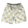 Checkerboard 2.5 Inches Vegas Gold and White Soccer Shorts Made In USA by Tribe Lacrosse