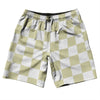 Checkerboard 2.5 Inches Vegas Gold and White 10" Swim Shorts Made in USA by Tribe Lacrosse