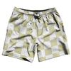 Checkerboard 2.5 Inches Vegas Gold and White Swim Shorts 7" Made in USA by Tribe Lacrosse